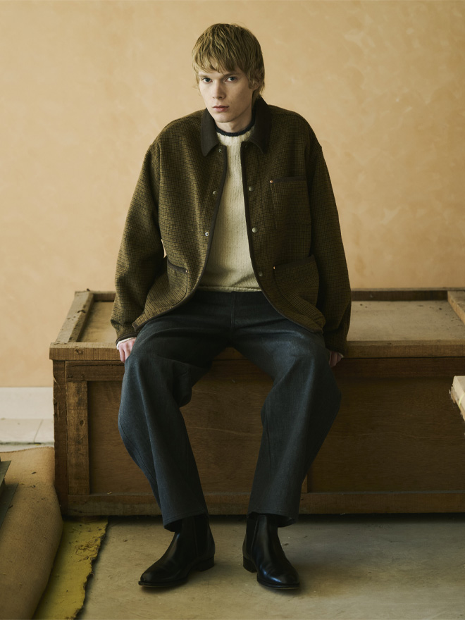 トラドィショナルウェザーウェアノーカラーロングジャケット カーキ36