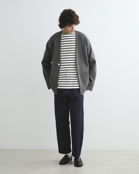 RIB 2PATCH POCKET NOCOLLAR JACKET