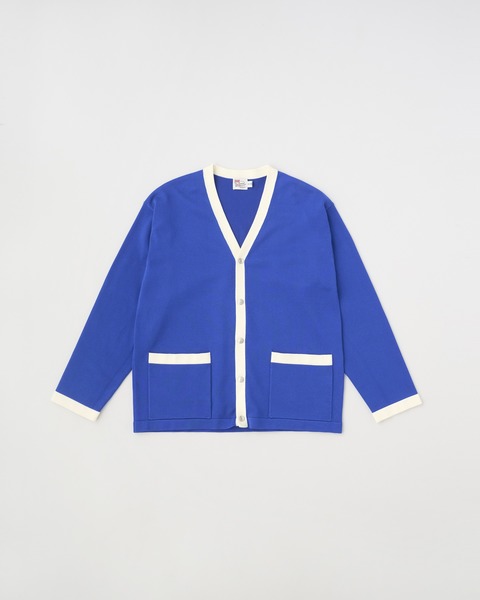 ARKLEY KNIT V LONG アークリー ニット V ロング｜ブルー×オフホワイト  
