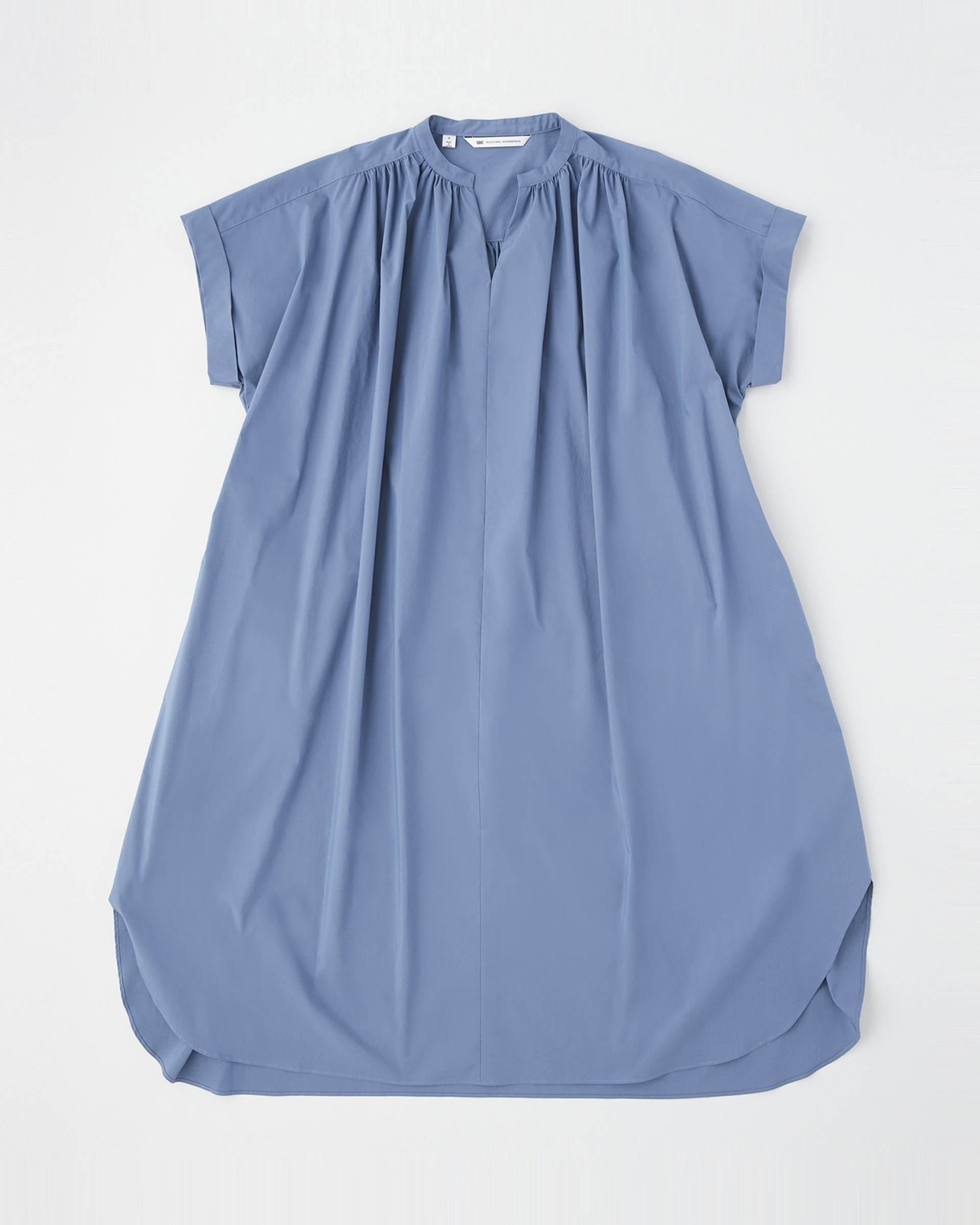 撥水】GATHEREDCAFTANLONG SHORTSLEEVE ONEPIECE ギャザーカフタン 