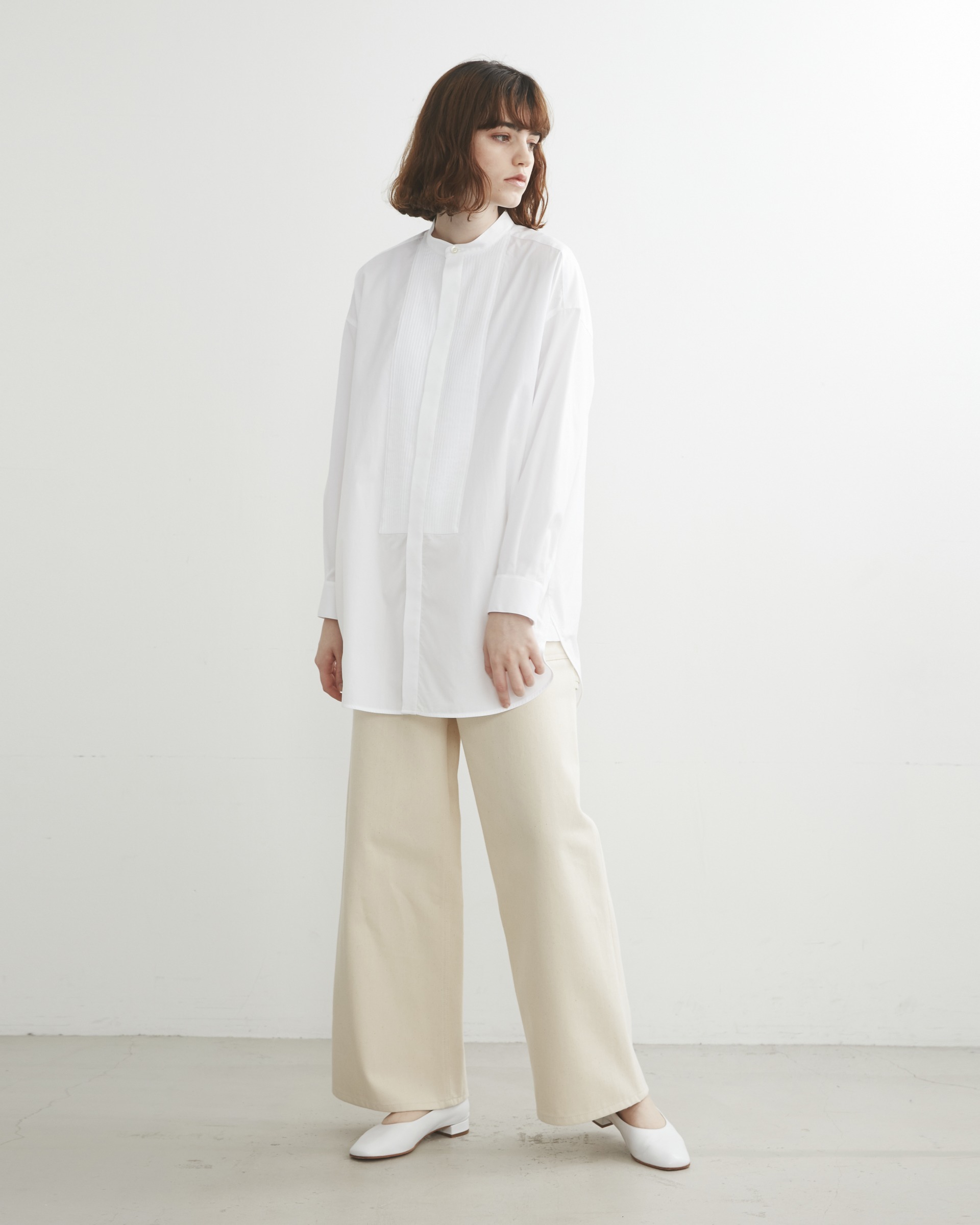 BIG TUCK UP NO COLLAR PIN TUCK SHIRT|Traditional Weatherwear