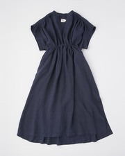 GATHERED FRENCH SLEEVE SHIRTS DRESS 詳細画像 ネイビー 1