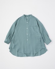 BACK GATHRED NOCOLLAR SHIRT 詳細画像 エメラルド 1