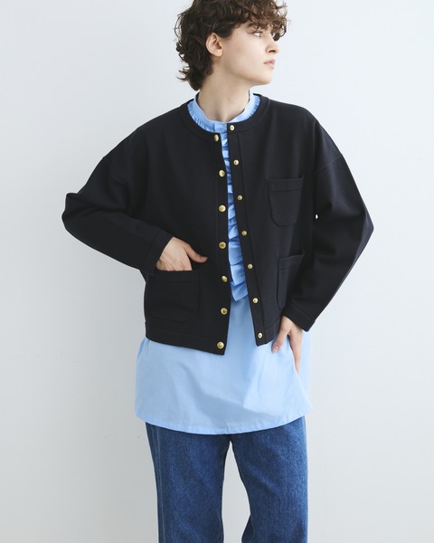 GATHERED PLACKET STAND COLLAR SHIRT ギャザープラケットスタンド ...