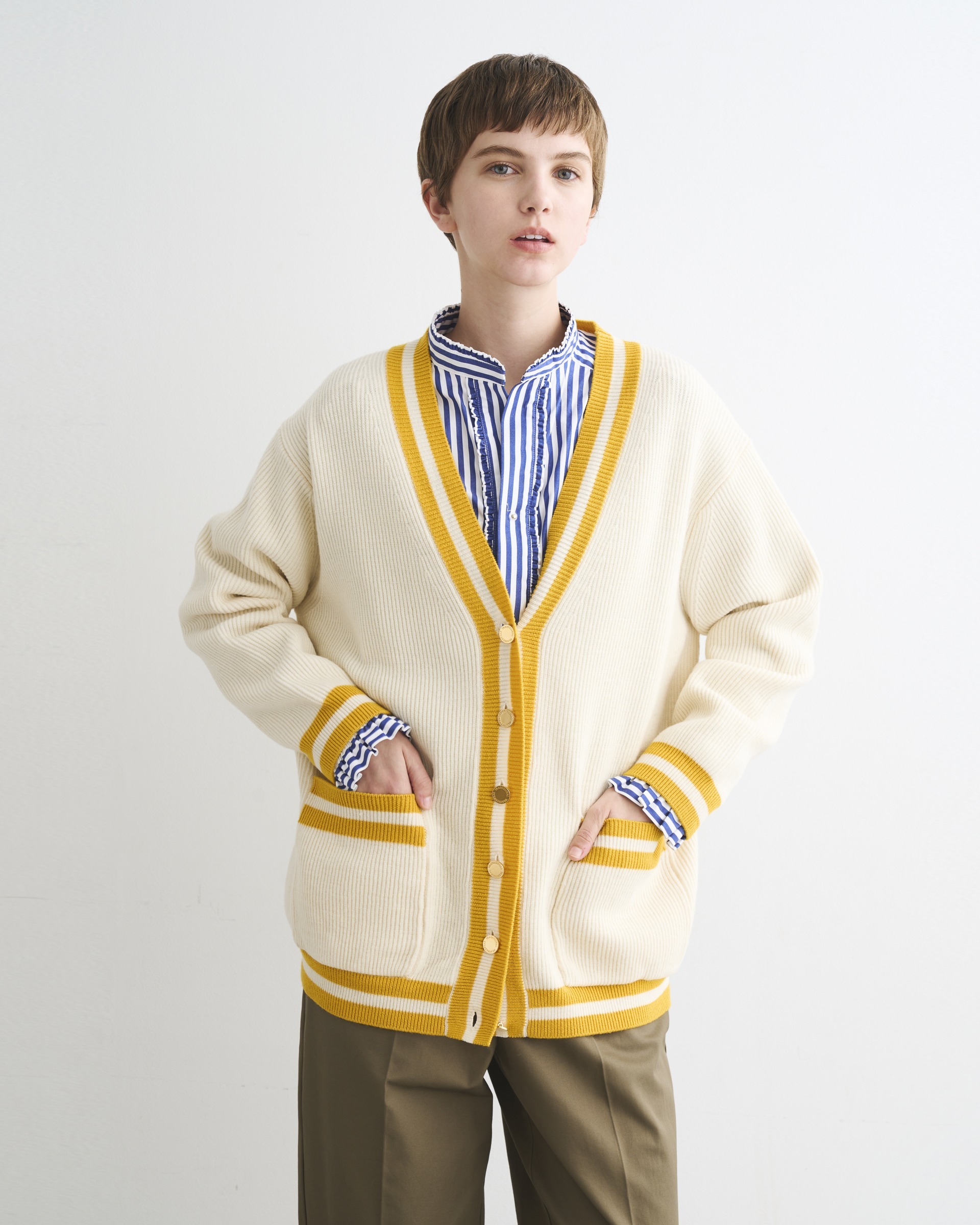 TILDEN CARDIGAN チルデン カーディガン｜オフホワイト×イエロー