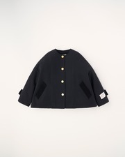 MALTON NO COLLAR SHORT HEAT TWEED 詳細画像 ブラックへリンボーン 1