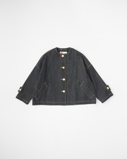 MALTON NO COLLAR SHORT DENIM 詳細画像 ブラック ワンウォッシュ 1