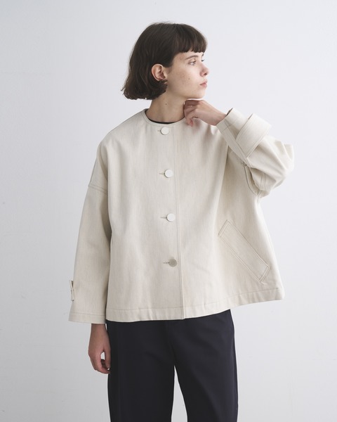 MALTON NO COLLAR SHORT DENIM