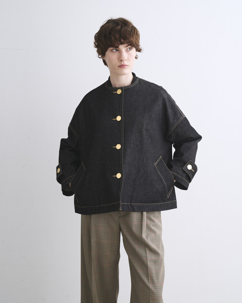 MALTON NO COLLAR SHORT DENIM
